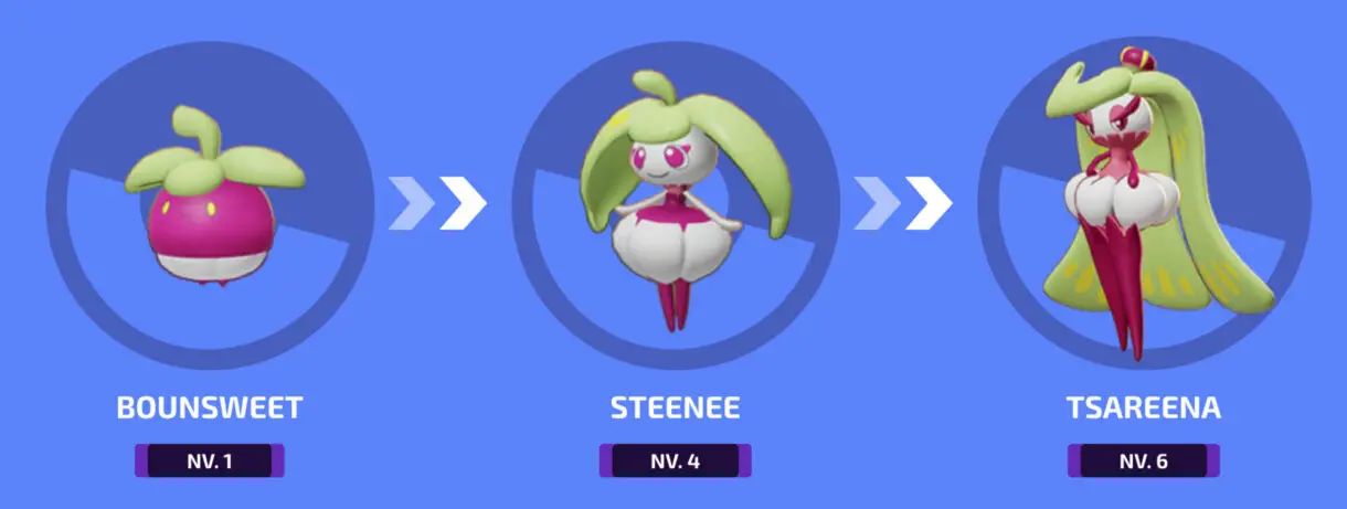 Bounsweet Steenee Tsareena Pokemon UNITE