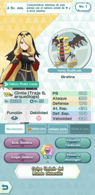 Cintia y Giratina Pokemon Masters EX