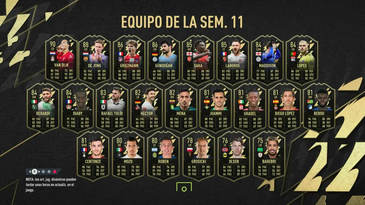 FIFA 22: llega el TOTW 11 con Van Dijk, De Jong y Griezmann como estrellas Ultimate Team