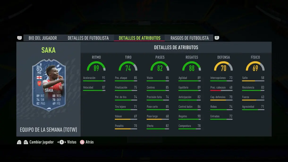 FIFA 22: llega el TOTW 11 con Van Dijk, De Jong y Griezmann como estrellas Ultimate Team stats in game Saka
