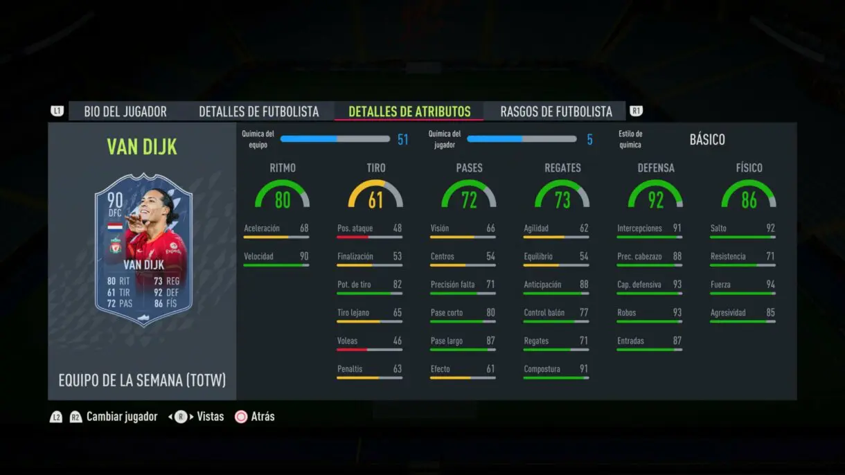 FIFA 22: llega el TOTW 11 con Van Dijk, De Jong y Griezmann como estrellas Ultimate Team stats in game Van Dijk