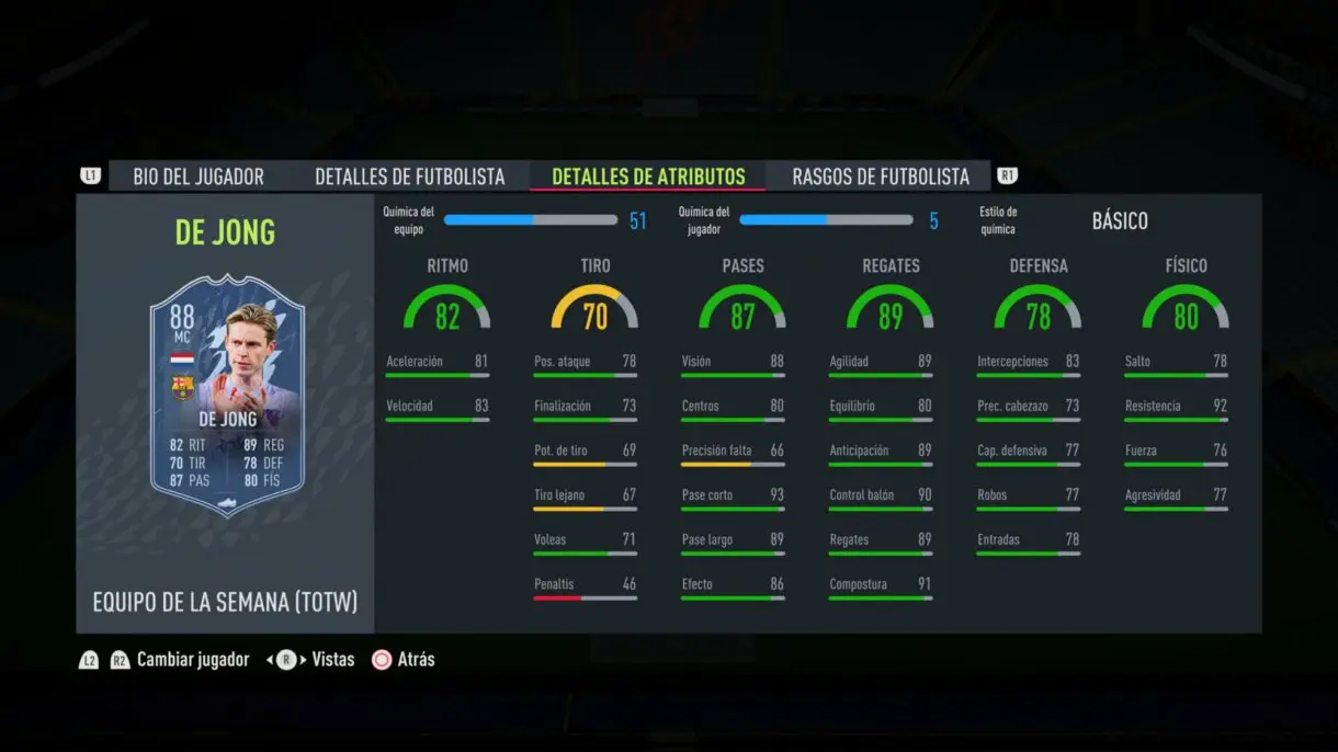FIFA 22: llega el TOTW 11 con Van Dijk, De Jong y Griezmann como estrellas Ultimate Team stats in game De Jong