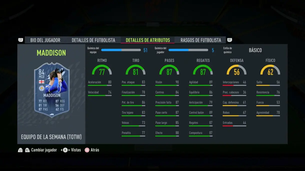 FIFA 22: llega el TOTW 11 con Van Dijk, De Jong y Griezmann como estrellas Ultimate Team stats in game Maddison