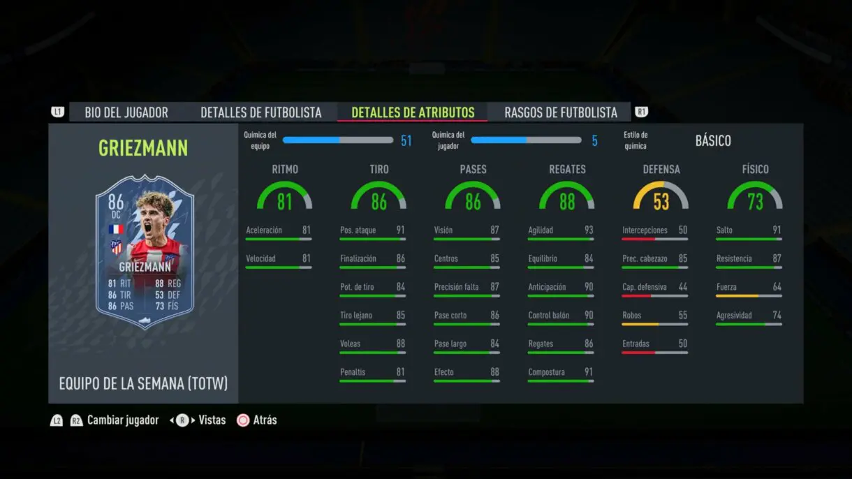 FIFA 22: llega el TOTW 11 con Van Dijk, De Jong y Griezmann como estrellas Ultimate Team stats in game Griezmann