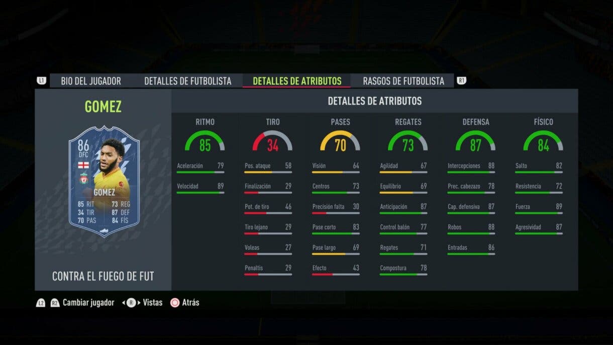 FIFA 22: ¡Oficial! Este es el equipo FUT Versus Fuego e incluye algunas mejoras de filigranas Ultimate Team stats in game Joe Gómez
