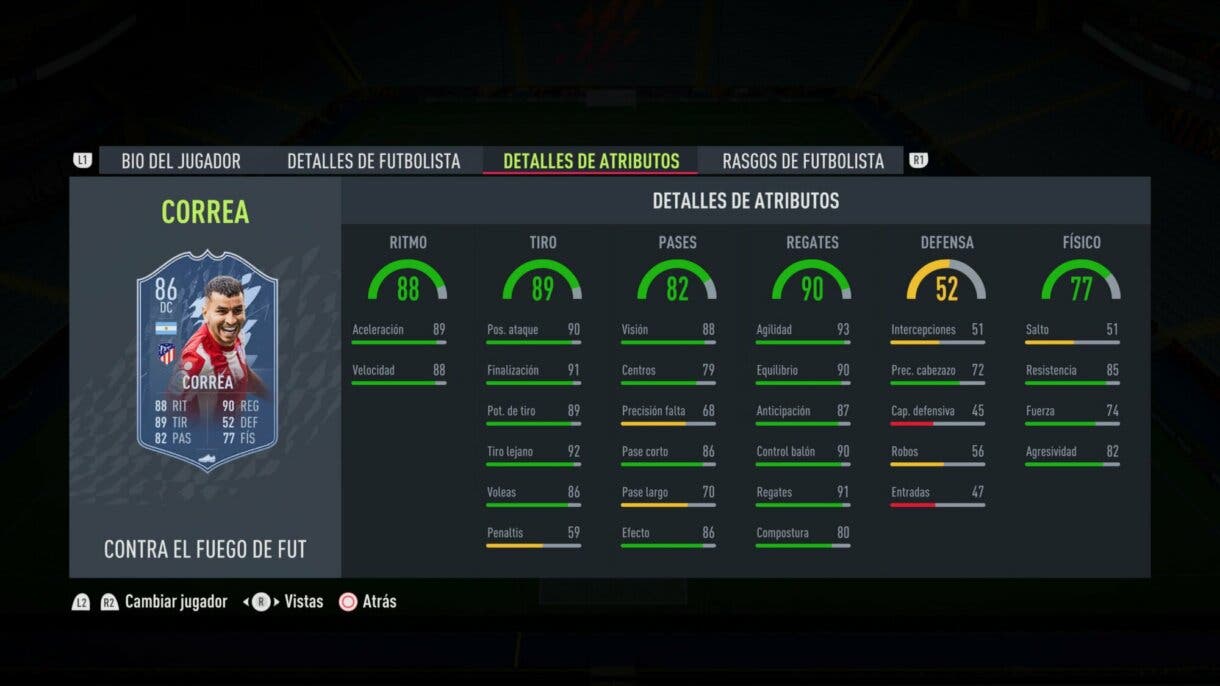 FIFA 22: ¡Oficial! Este es el equipo FUT Versus Fuego e incluye algunas mejoras de filigranas Ultimate Team stats in game Ángel Correa