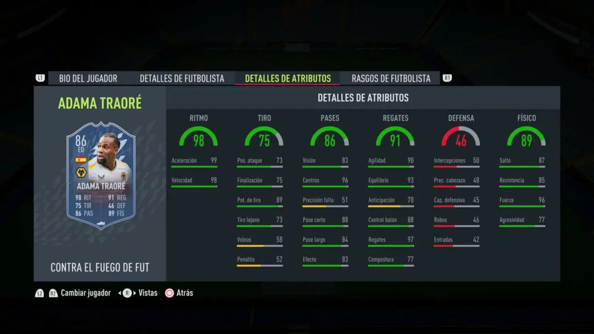 FIFA 22: ¡Oficial! Este es el equipo FUT Versus Fuego e incluye algunas mejoras de filigranas Ultimate Team stats in game Adama Traoré