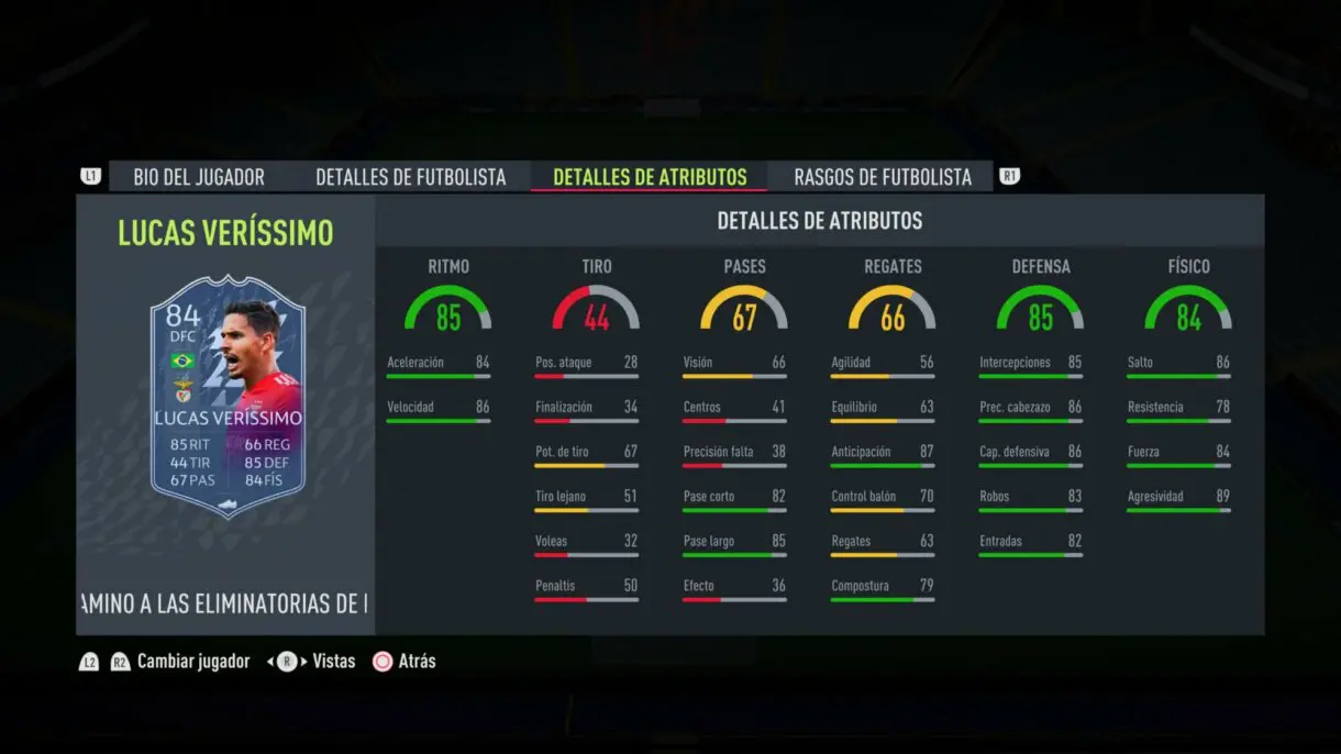 FIFA 22: ya disponibles todos los upgrades de RTTK. Aquí puedes ver las stats de cada uno (Road to the Knockouts) Ultimate Team stats in game Veríssimo