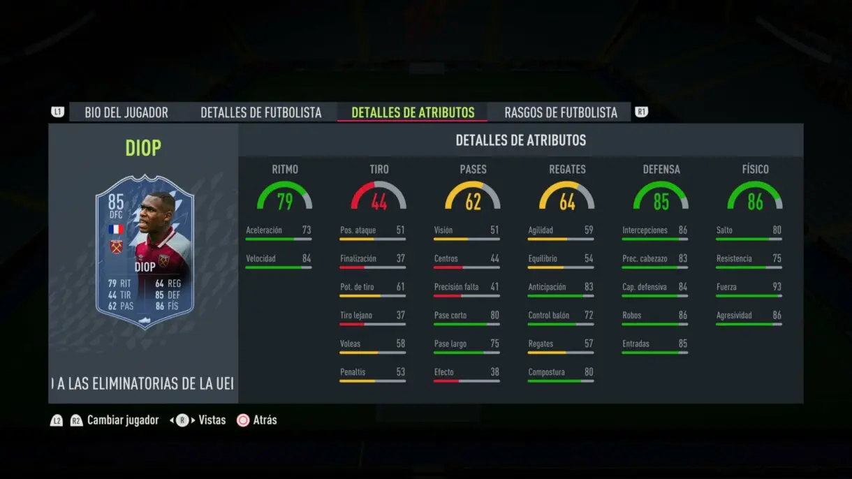 FIFA 22: ya disponibles todos los upgrades de RTTK. Aquí puedes ver las stats de cada uno (Road to the Knockouts) Ultimate Team stats in game Diop