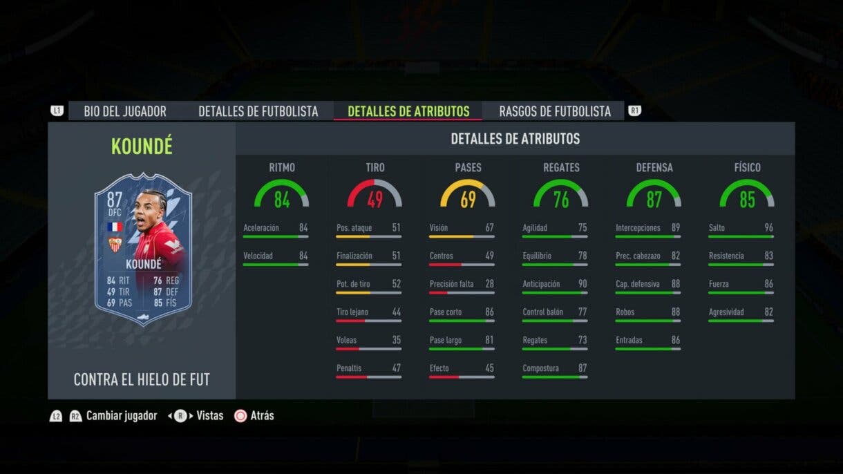 FIFA 22: el equipo FUT Versus de Hielo ya está disponible y aquí puedes ver las diferencias respecto al de Fuego Ultimate Team stats in game Koundé