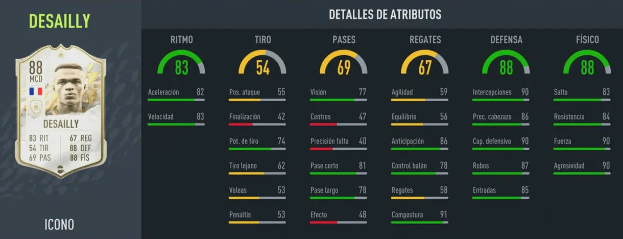 FIFA 22: filtradas las recompensas de la primera tanda Icon Swaps (cartas Icono + sobres) Desailly Medio 11 tokens stats in game