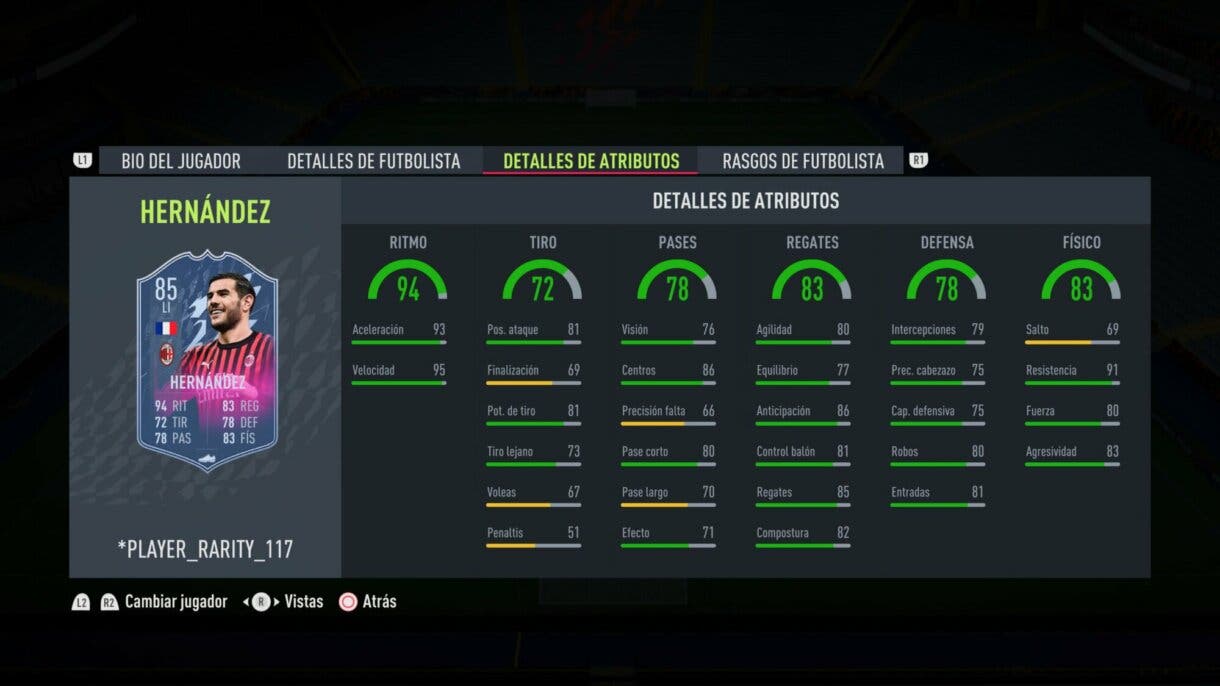 FIFA 22: ya disponible el sobre Next Generation. Estos son los jugadores gratuitos que pueden aparecer Ultimate Team stats in game Theo Hernández