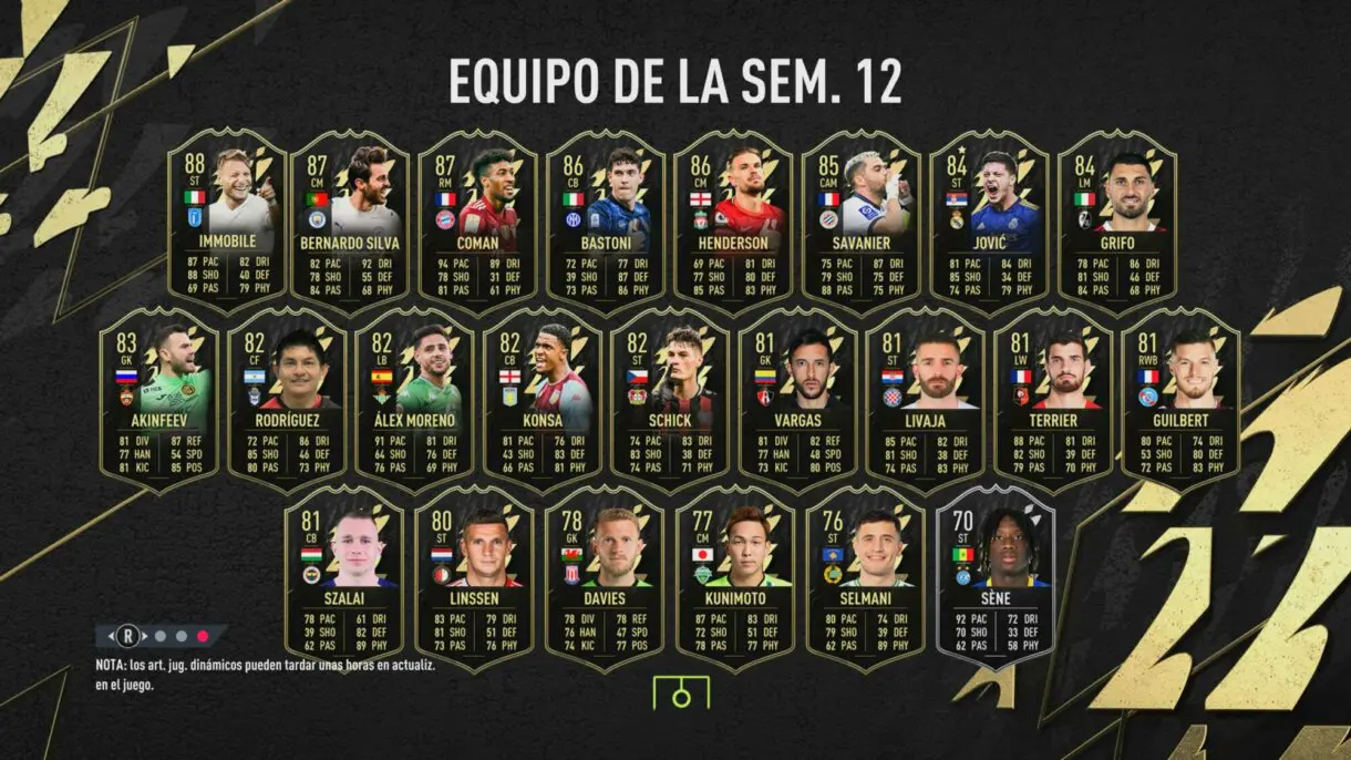 FIFA 22: ya disponible el TOTW 12 sin grandes estrellas (Equipo de la Semana) Ultimate Team