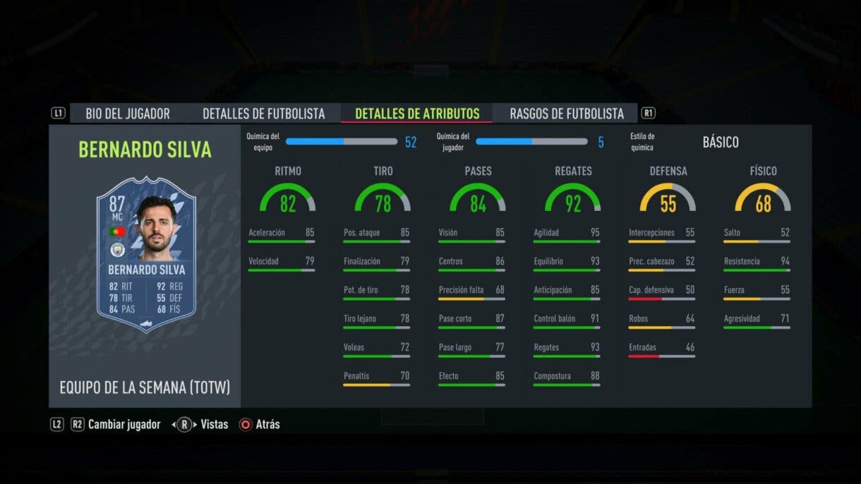 FIFA 22: ya disponible el TOTW 12 sin grandes estrellas (Equipo de la Semana) Ultimate Team stats in game Bernardo Silva