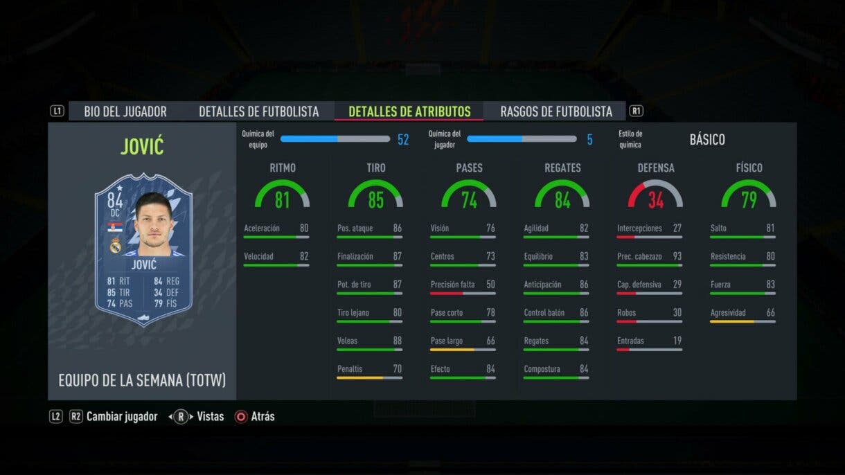 FIFA 22: ya disponible el TOTW 12 sin grandes estrellas (Equipo de la Semana) Ultimate Team stats in game Jovic
