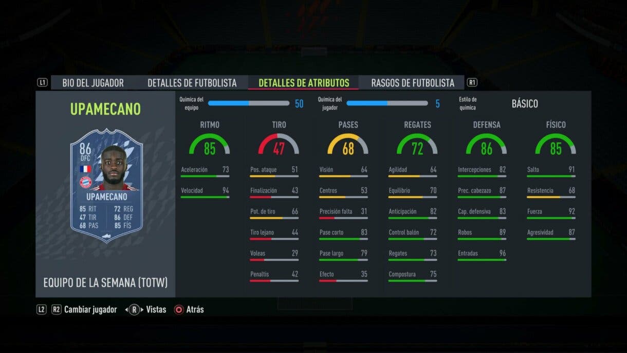 FIFA 22: llega un TOTW 14 bastante completo y con una mejora de OTW Ultimate Team stats in game Upamecano