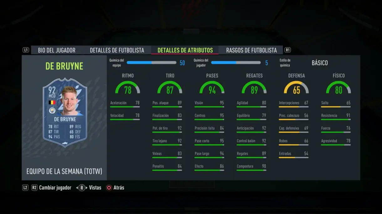 FIFA 22: llega un TOTW 14 bastante completo y con una mejora de OTW Ultimate Team stats in game De Bruyne