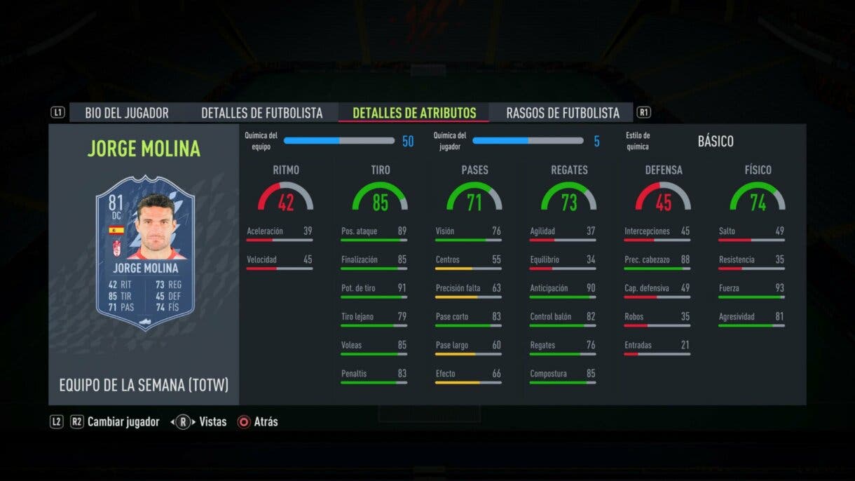 FIFA 22: llega un TOTW 14 bastante completo y con una mejora de OTW Ultimate Team stats in game Jorge Molina