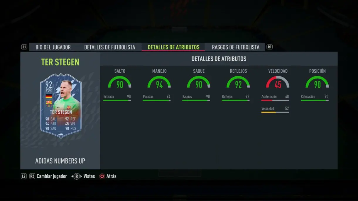 FIFA 22: los Numbers Up mejoran sus estadísticas y aquí puedes ver cómo lucen ahora Ultimate Team stats in game Ter Stegen