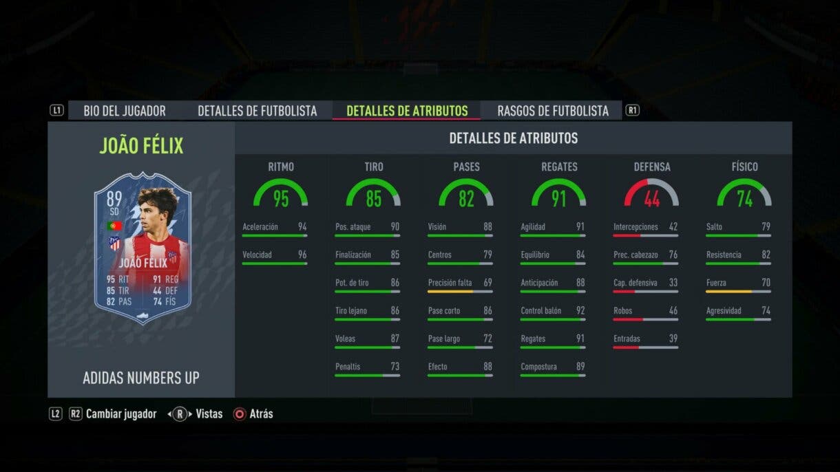 FIFA 22: los Numbers Up mejoran sus estadísticas y aquí puedes ver cómo lucen ahora Ultimate Team stats in game Joao Félix