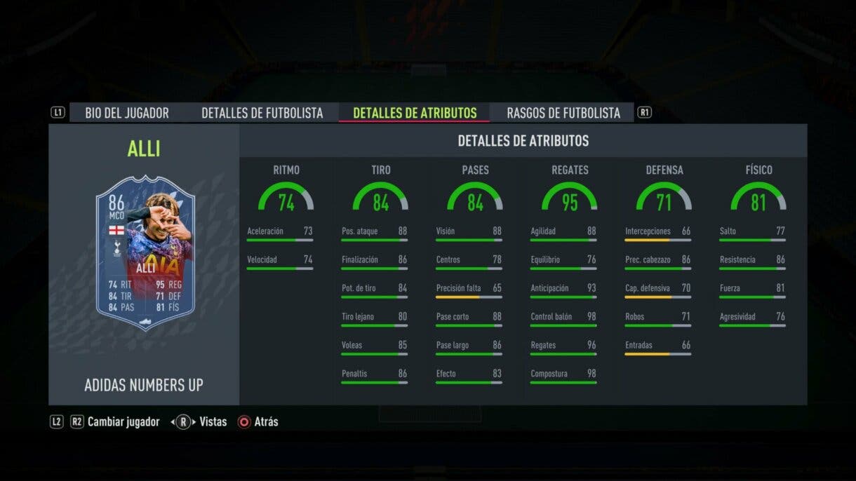 FIFA 22: los Numbers Up mejoran sus estadísticas y aquí puedes ver cómo lucen ahora Ultimate Team stats in game Dele Alli