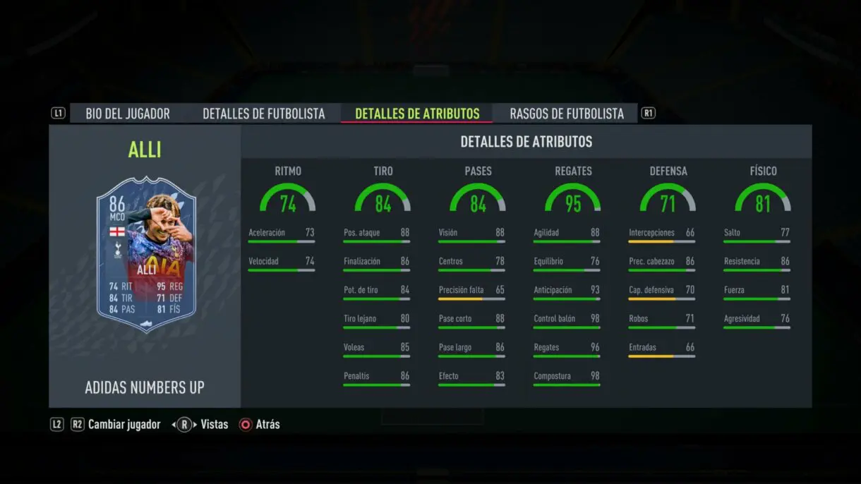 FIFA 22: los Numbers Up mejoran sus estadísticas y aquí puedes ver cómo lucen ahora Ultimate Team stats in game Dele Alli