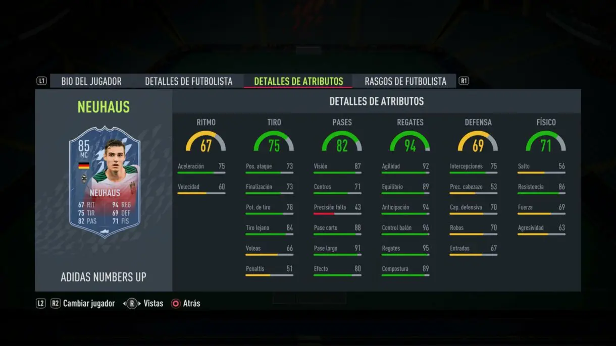 FIFA 22: los Numbers Up mejoran sus estadísticas y aquí puedes ver cómo lucen ahora Ultimate Team stats in game Neuhaus