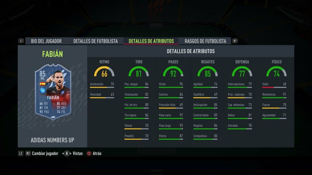 FIFA 22: los Numbers Up mejoran sus estadísticas y aquí puedes ver cómo lucen ahora Ultimate Team stats in game Fabián