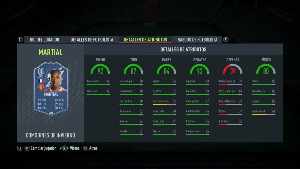 FIFA 22: llega el segundo equipo Winter Wildcards y aquí puedes ver los números de cada carta Ultimate Team stats in game Anthony Martial