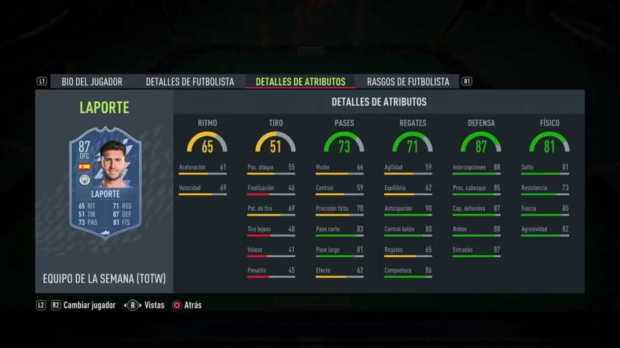 FIFA 22: muchos OTW mejoran sus estadísticas gracias al TOTW 15 (Equipo de la Semana) Ultimate Team stats in game Laporte