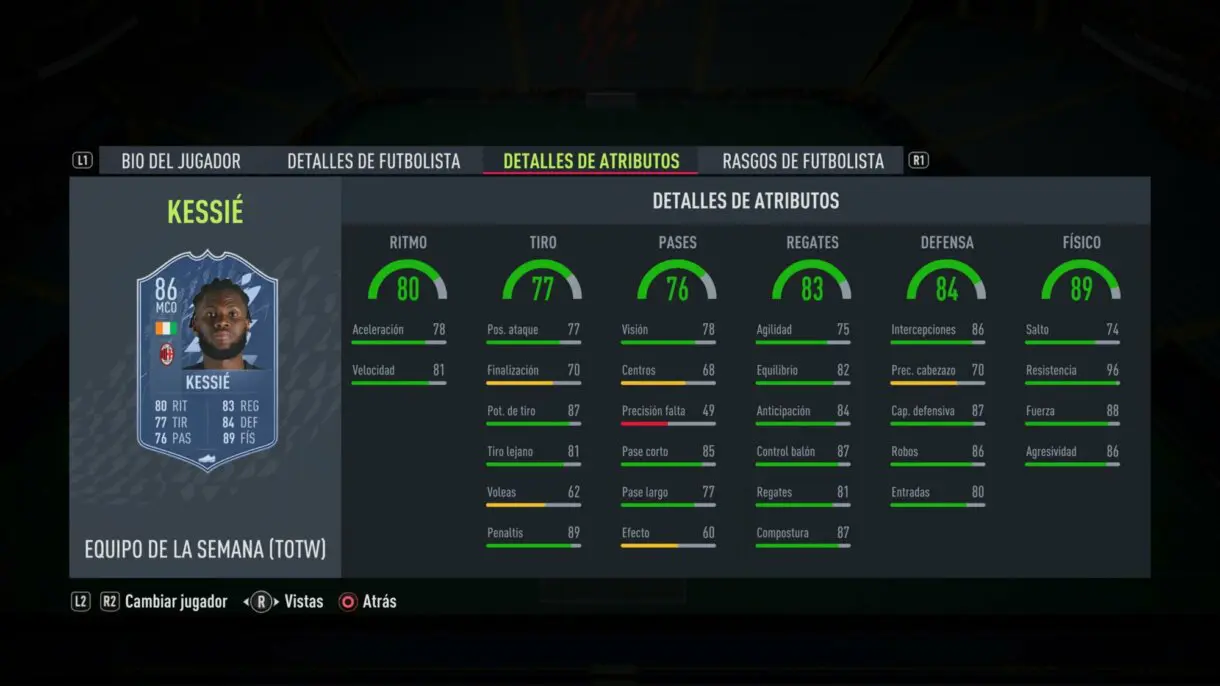 FIFA 22: muchos OTW mejoran sus estadísticas gracias al TOTW 15 (Equipo de la Semana) Ultimate Team stats in game Kessié IF
