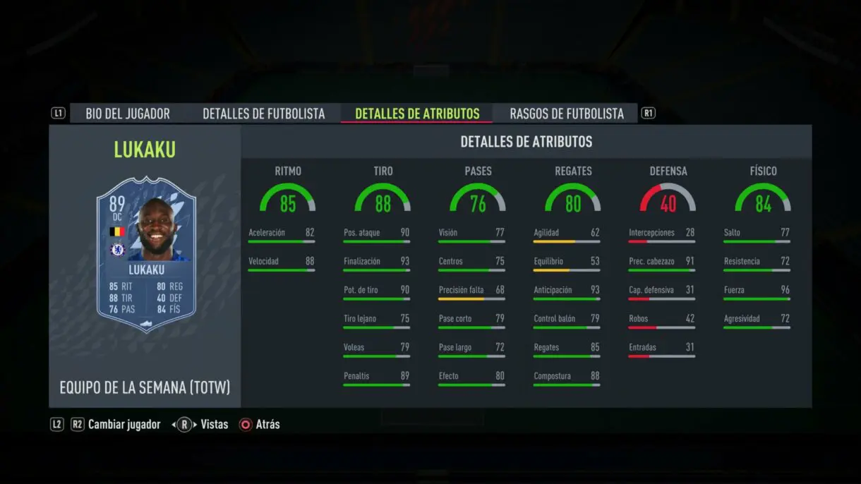 FIFA 22: muchos OTW mejoran sus estadísticas gracias al TOTW 15 (Equipo de la Semana) Ultimate Team stats in game Lukaku