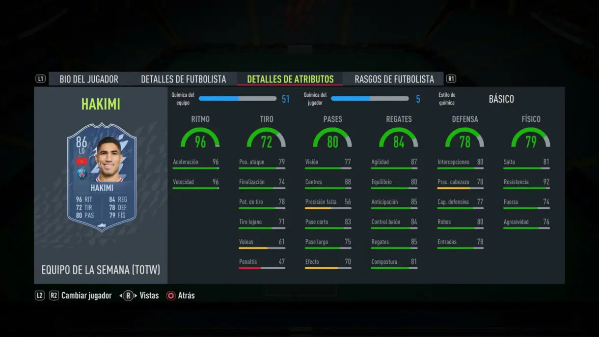 FIFA 22: muchos OTW mejoran sus estadísticas gracias al TOTW 15 (Equipo de la Semana) Ultimate Team stats in game Hakimi 
