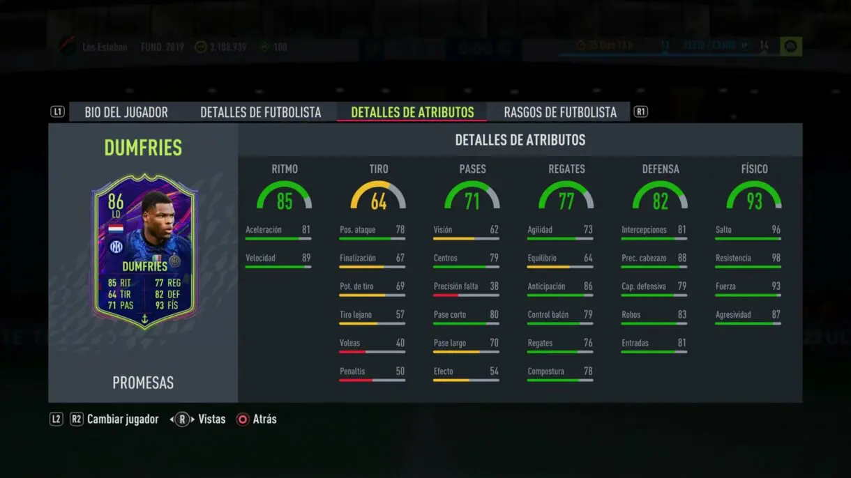 FIFA 22: muchos OTW mejoran sus estadísticas gracias al TOTW 15 (Equipo de la Semana) Ultimate Team stats in game Dumfries OTW