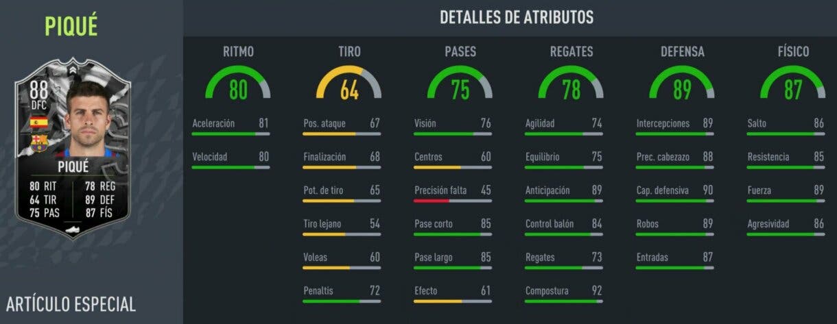 FIFA 22: ¿Merece la pena Gerard Piqué Showdown? + Solución del SBC Ultimate Team stats in game