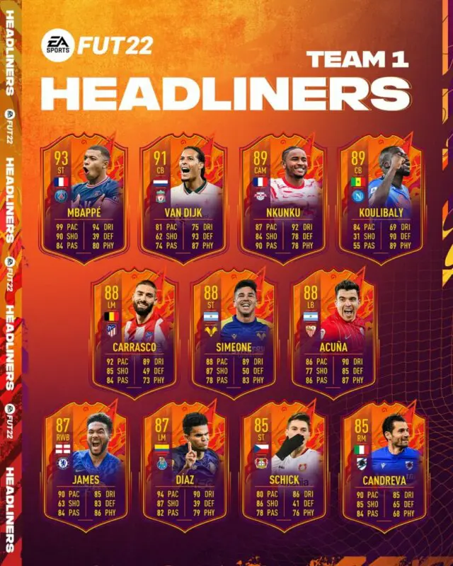 Equipo 1 Headliners FIFA 22 Ultimate Team
