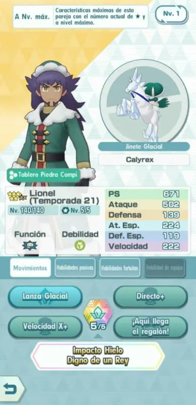 Lionel y Calyrex Pokemon Masters EX habilidades