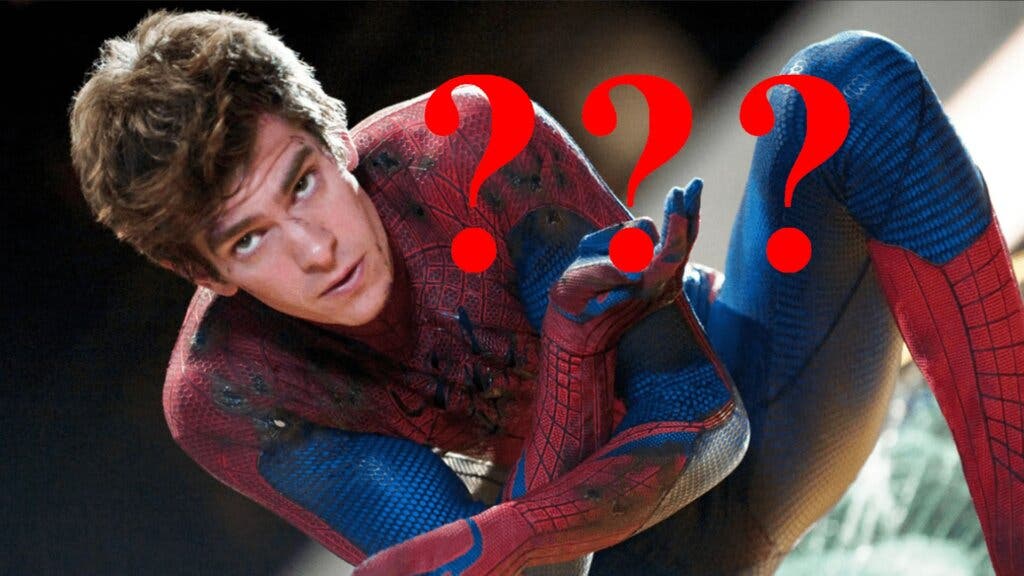 Andre Garfield siendo Spider-Man con tres interrogantes