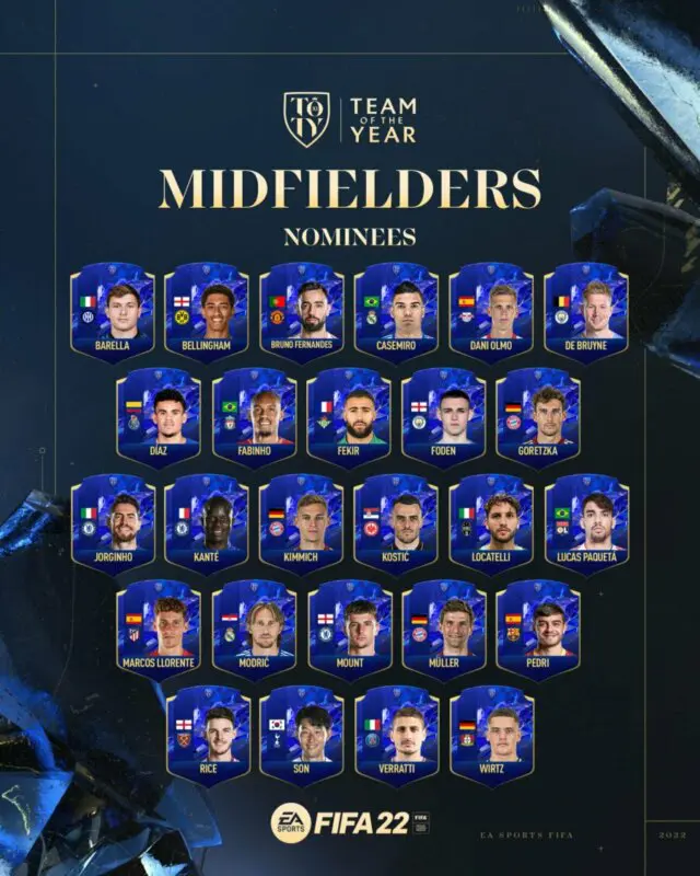 FIFA 22: ya puedes votar al TOTY. Aquí tienes el enlace (Equipo del Año) Ultimate Team centrocampistas candidatos