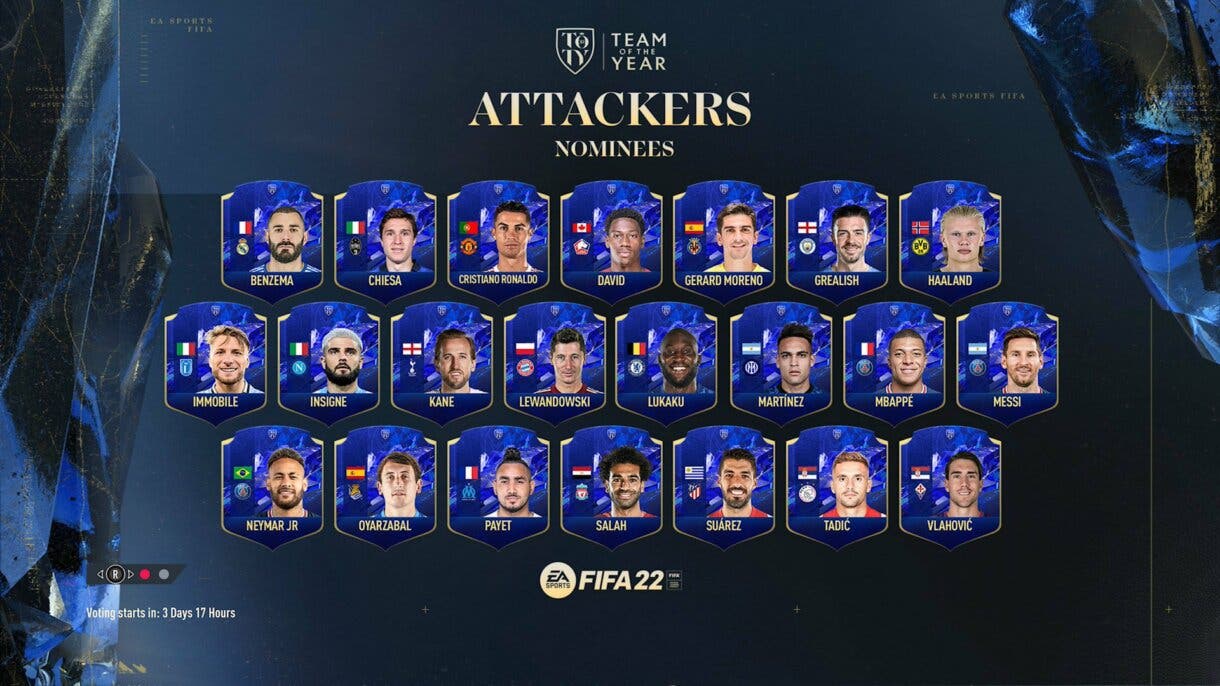 FIFA 22: EA Sports muestra a los atacantes nominados al TOTY Ultimate Team atacantes nominados pantalla de carga
