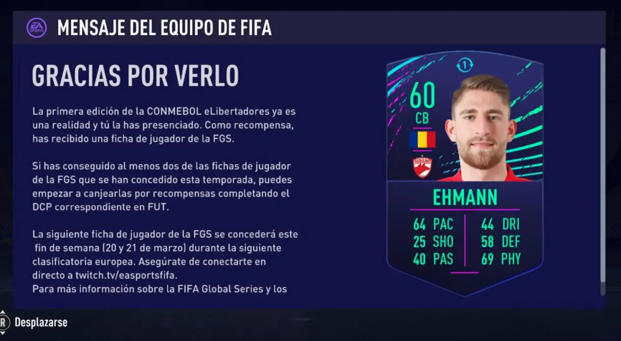 FIFA 21: Fecha para conseguir el tercer token FGS. Son canjeables por sobres gratuitos ejemplo de mensaje de la primera tanda Ultimate Team