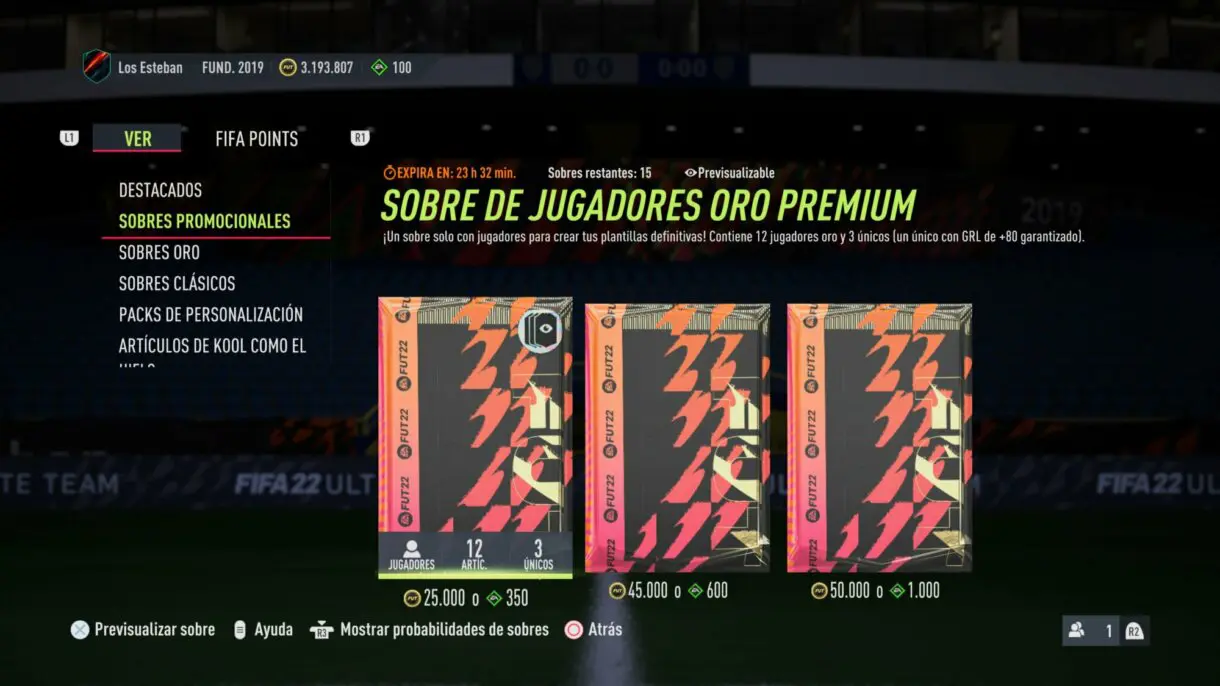 FIFA 22: no desaproveches el nuevo sobre especial previsualizable de la tienda de Ultimate Team