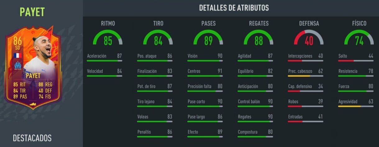 FIFA 22: ¿Merece la pena Dimitri Payet Headliners? + Solución del SBC Ultimate Team stats in game