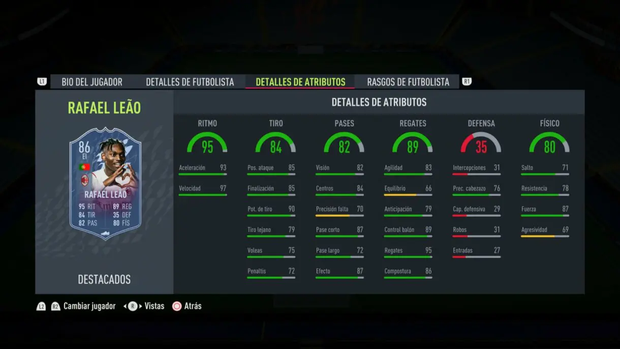 FIFA 22: las brutales estadísticas de Fofana destacan entre las nuevas cartas Headliners Ultimate Team stats in game Rafael Leao