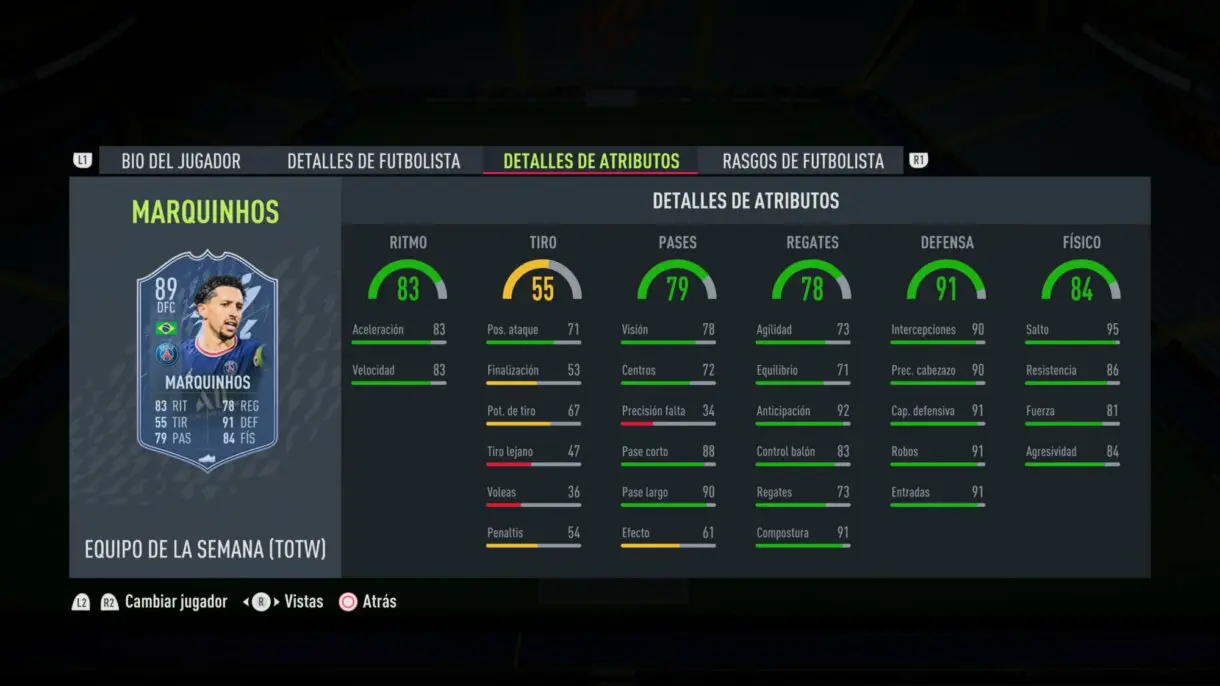 FIFA 22: El TOTW 17 incluye varias cartas muy competitivas y una mala noticia Ultimate Team stats in game de Marquinhos SIF