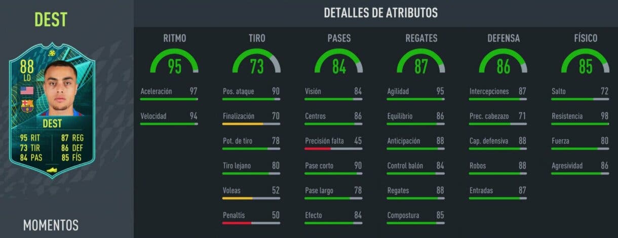 FIFA 22: ¿Merece la pena Sergiño Dest Moments? + Solución del SBC Ultimate Team stats in game
