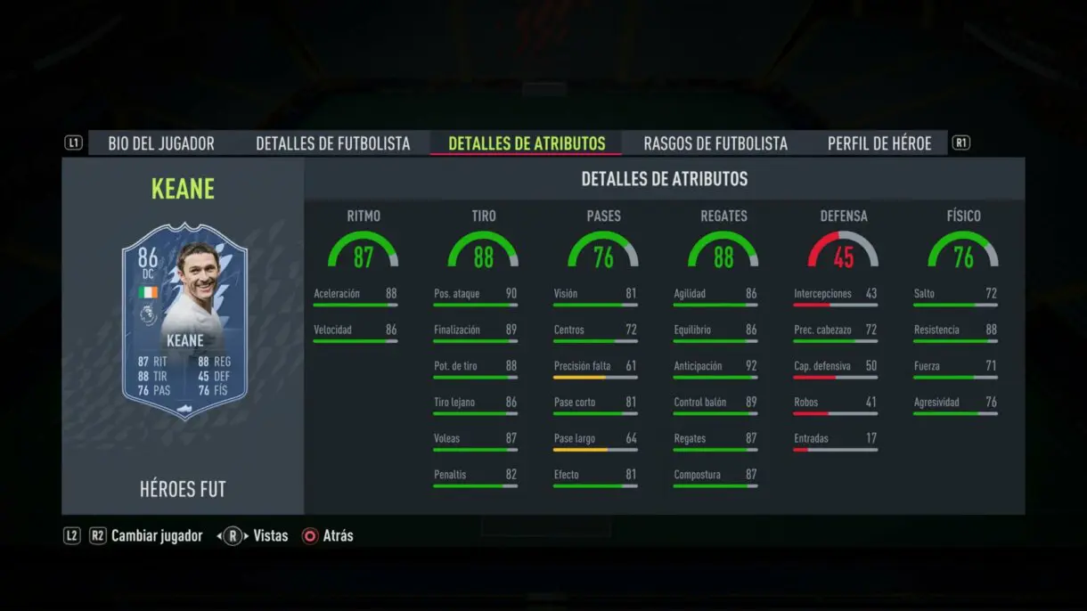 FIFA 22: lista completa de FUT Heroes + stats reveladas Ultimate Team stats in game oficiales de Keane