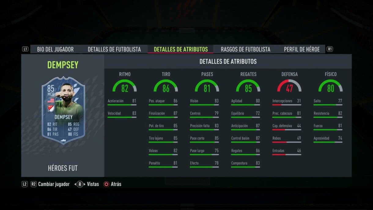 FIFA 22: lista completa de FUT Heroes + stats reveladas Ultimate Team stats in game oficiales de Dempsey