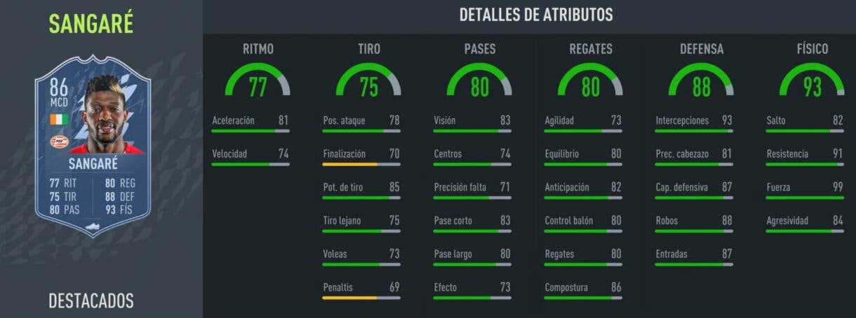 FIFA 22: más cartas Headliners llegan a Ultimate Team y estos son sus atributos Ultimate Team stats in game Sangaré