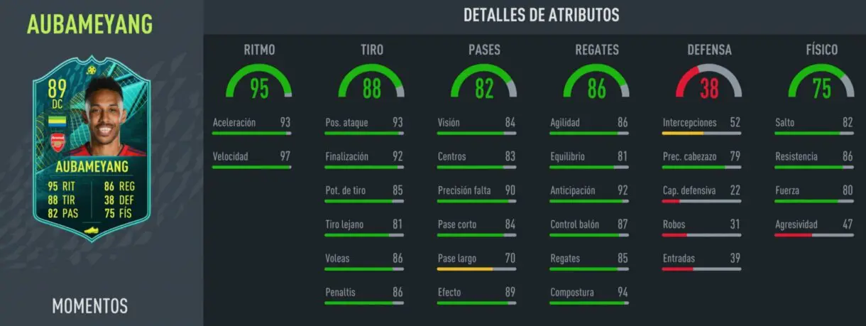 FIFA 22: ¿Merece la pena Pierre-Emerick Aubameyang Moments? + Solución del SBC Ultimate Team stats in game